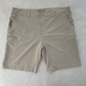GILLZ Men Performance Fishing‎ Shorts XXL Khaki Tan Cargo Quick Dry Stretch